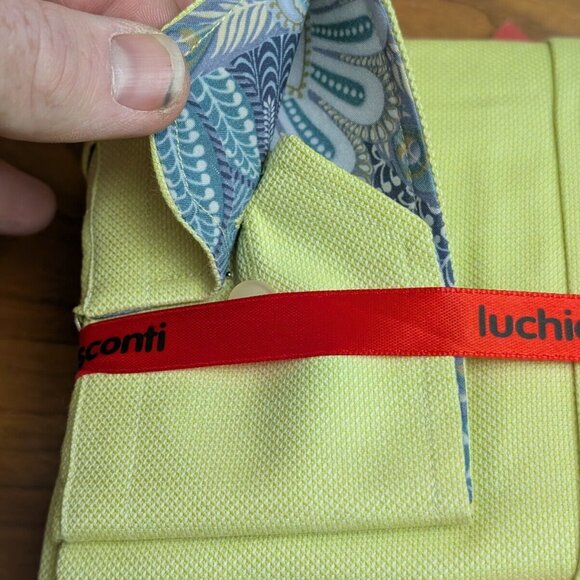 Luchiano Visconti Solid Pale Lime Mens M Button up Shirt 2-Ply Mercerized New - Picture 7 of 7